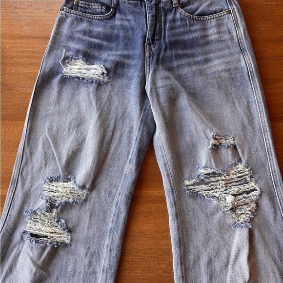 Anthropologie Pilot Blue Distressed Wide Leg Jeans - Picture 3 of 6